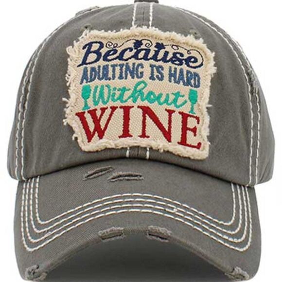 2/$30 Ladies Grey Because Adulting is Hard Ball Hat - Picture 1 of 7